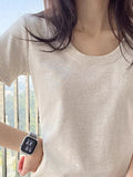 2025 New Short-Sleeved Cotton T-Shirt Girl Shoulder Summer High-End Hottie Clothes