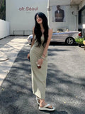 Pure Hot Girl Hanging Back Hanging Dress Girl Summer Bagg Hip Dress Holiday Style Open Fork Dress