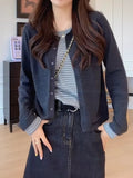 Fake Two Striped Knitted Long Sleeves Spring 2026 New Temperament Design Sense To Reduce The Age Of The Bottom Top Of The Blot