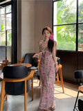 French Sexy Pink Crumped Dress Women Summer Bagg Hip Skirt Seaside Temperament Dress