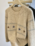 Special Counter Withdraws Big-Name Shear Women's Flower Embroidery Jacket Sweater Women's Autumn And Winter Lazy Wind Loose Knitting Top