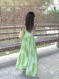 Seaside Holiday Wind Niche Chic Tie-Dye Dress Women Summer Green Fresh Temperament Dress Dress