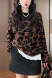 High-End Lazy Breeze Hooded Leopard Sweater Women's New Autumn 2025 Loose Soft Knitted Sweater