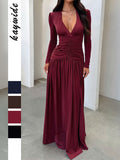 Dili Elegant Deep V Long Sleeve Long Dress Dress Women's Winter 2025