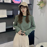 Striped Bottomed Shirt Women's Long-Sleeved Autumn And Winter 2026 New Korean Version Of The Air Loose T-Shirt Top