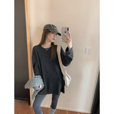 With Shark Pants In The Long-Colored Round Collar Long-Sleeved T-Shirt Women's Autumn And Winter De-Velvet Warm Jacket Inside The Coat
