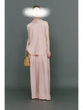 Summer Thin Two Sets Of Sleeveless Air Swing A Word Half High Collar Blouse Broad Legs Cool Pants