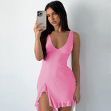 2025 Explosion Summer Pure Style Tuxedo Women's Dress Sling Dress V Tie Hottie Dress Summer