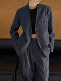 French Imitation Denim Suit New V-Neck Retro Commute A Buckle Suit Suit Woman