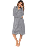 Women's Homewear Pajamas Long Sleeve Striped Printed Clam Jacket Shirts Home Dresses Women