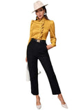 New High-End Acetic Acid Fabric Shirt Long-Sleeved Wooden Ear Straight-Shaped Women's Top Shirt