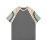 A39# (21 Ultra-Shuang Cotton 220-Gram Sorona Thread) Pure Cotton Shoulder-Collision Color Version Of Short-Sleeved T-Shirt