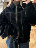 Autumn And Winter Women's Fashion Loose-Fitting Long-Sleeved Retro Jacket Zipper Jacket