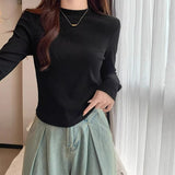 Dejing Small Collar Bottoming Shirt Women Autumn And Winter Thread Small Fragrant Wind Cotton Stacked With A Short Curved Under The Top
