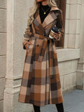 Women's New Autumn And Winter British Wind Coat Belt Coat With A Long Lattice Wind Coat