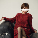 Annual Conference Dress French Retro Round Collar Loose Thin Short Small Xiang Wind Red Dress