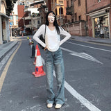 Pure White V-Neck Jersey Long-Sleeved T-Shirt Women's Early Autumn Lazy Relaxed Leisure On The Basis Of The Beautiful Inside Clothes