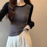 Vintage Shoulder Long-Sleeved T-Shirt Girl Autumn And Winter Dress In The Shirt Hottie Design Sense