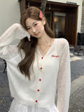 White Thin Letter-Print Knitted Jersey Women's 2026 Summer New Niche Design Feel Beautiful Top