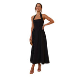 2025 Summer New Women's Sleeveless Square Dress Solid Color Temperament Showy Dress Dress Dress