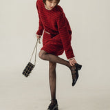 Annual Conference Dress French Retro Round Collar Loose Thin Short Small Xiang Wind Red Dress