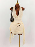 New Fashion Solid Temperament Niche Hanging Back Sex Dress Irregular Dress