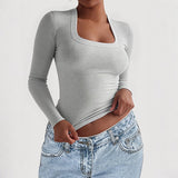Dili Y2K Hottie Style Long-Sleeved Solid-Color Vest T-Shirt Women's Clothing 2025 Autumn And Winter