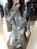 Oversize! Baseball Wind Collar Zipper Sweater Cardigan Women's Coat Autumn New Korean Version Of Loose Knitted Shirt