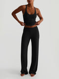 Dili Sports Yoga Slings With Arme Broad Leg Trousers Suit Women's 2025 Autumn/Winter Casual Fashion