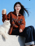 Red Jaspers Overturned Sweater Women's 2026 Spring Vintage Casual Style Lazy Slimming Zippered Jacket