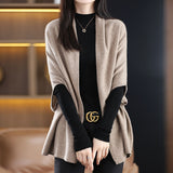 Autumn 2025 New Bat Sleeve Shawl Women Loose Knit Wool Coat Ocean Tucked Open Shirt Outside The Cloak
