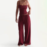2025 New Women's Fashion Sling Vest Drawstrings Waist Trousers Loose Set