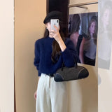Gentle Wind Soft White Hair Jacket Sweater Women Autumn And Winter Milk Fufu Outside Wearing Loose Lazy Knitting Top