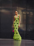 2025 Sling Spring/Summer Black Wave Tuxedo Knitted Dress Women's Dress