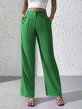 New Elegant Solid Color High-End Hanging Broad Leg Trousers Straight Suit Trousers Trousers Women's Pants