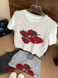Korean Round-Necked Tomato Pattern Knitted Vest Women In Early 2025 New Folded Sleeveless Sweater Vest Top