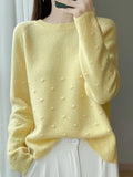 2025 Autumn And Winter New Round Neck Wave Knitted Shirt Loose Thick Coat With Gas Sweater Bottom Shirt Woman