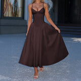 Dili Elegant High-Grade Slings Solid Long Dress Dress Women's 2025 Autumn And Winter