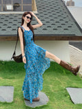 Design Sense Of Irregular Floral Sling Skirt 2026 Summer New Hot Babes Wind Mid-Rise Dress Tide