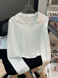 Fish Bone Top Female Senior Sense Of The Hottie With A Small Design Short Long-Sleeved T-Shirt Early Autumn