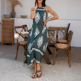 Dili 2025 Spring And Summer Leisure Bomichian Holiday Wind Hanging Neck Sleeveless Dress Woman