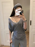 Spice Girls V-Neck Short-Sleeved Shoulder T-Shirt Women's Summer 2025 New Body-Creat Design High-End Small-Sized Top