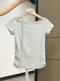 Sweet High-End Lace Spliced Short-Sleeved T-Shirt Women 2026 Summer New Waist Tight Chic Top