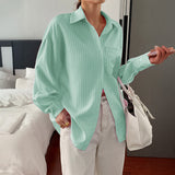 Dili Leisure Vacation Style Simple Striped Long-Sleeved Women's Shirt Women's Dresses Summer 2025