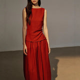 Word Of Mouth Into The Micro-Wrinkled Texture Is Two Wearing Bare Backs With A Half-Dress Linen Set