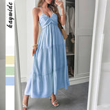 Dili Leisure Vacation Wind Hanging Neck Seaside Atmosphere Long Dress Dress Dress Women's Dress 2025 Spring And Summer