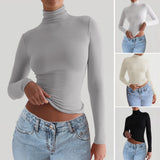 Dili 2025 Autumn And Winter Women's Y2K Solid Color Knitted Bottom Long-Sleeved Top