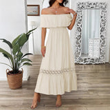 Dili Vacation Leisure Wind Shoulder Waist Dress Women's Dress 2025 Spring And Summer
