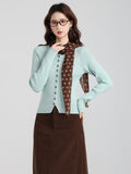 Green Single Dress Design Long-Sleeved Knitted Cardigan Women 2026 Autumn And Winter Slimming Inside The Bottom Shirt