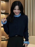 French Retro Knitted Cardigan Women's New Slimmed-Up Shirt Long-Sleeved Tops In The Fall Of 2025